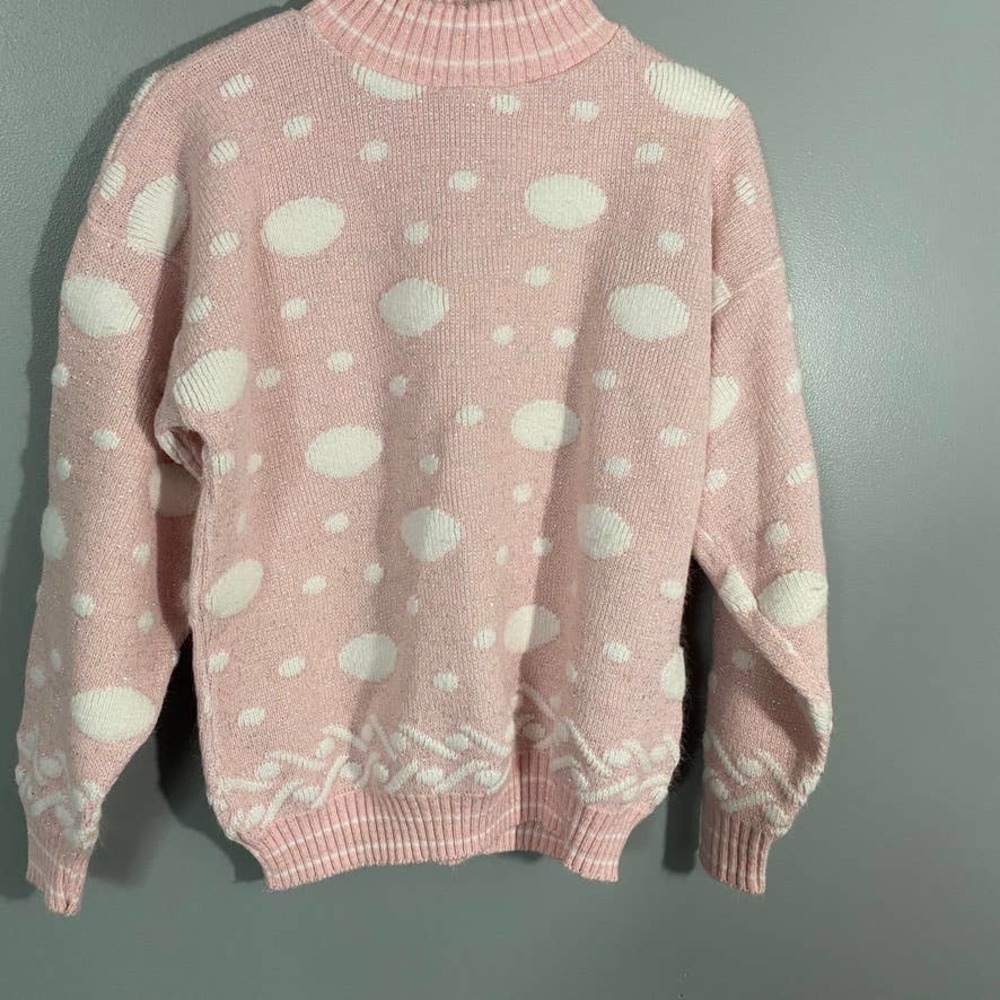 𝅺RETRO Kate Collins Pink White & Silver Sweater S